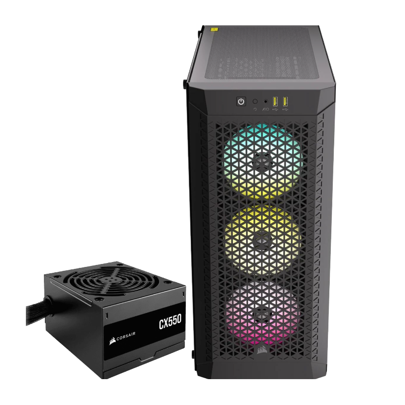 GABINETE CORSAIR 480T RGB AIRFLOW TG BLACK ATX C/FUENTE CX550
