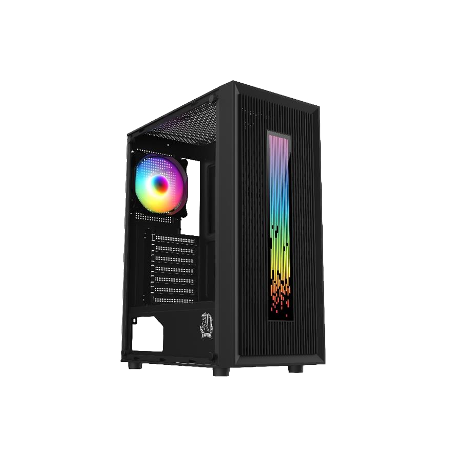 GABINETE RAPTOR VORTEX TG MID-TOWER RGB ATX +1FAN