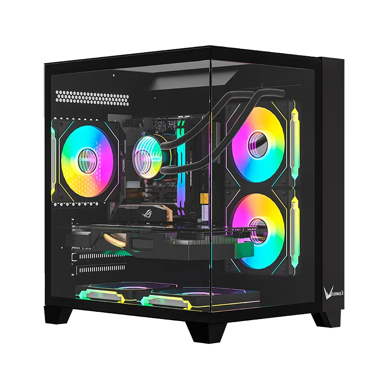 GABINETE FORMULA V CRYSTAL Z9M FLOE BLACK MATX + 5FAN ARGB