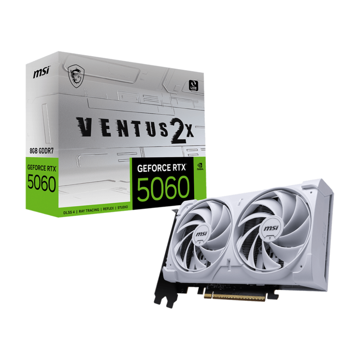 VGA MSI GeForce RTX 5060 8G VENTUS 2X OC WHITE (4296) VGA MSI GeForce RTX 5060 8G VENTUS 2X OC WHITE (4296)