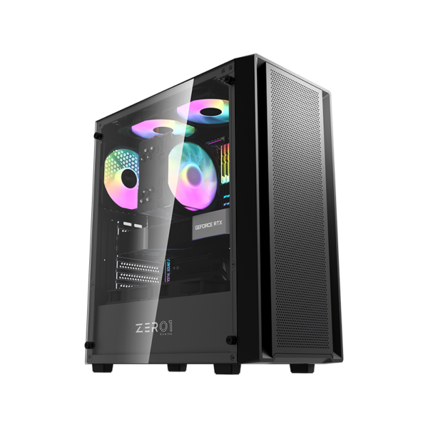 GABINETE ZER01 GAMING POLLUX 4FAN FIXED RGB